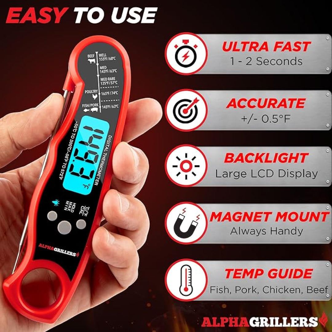 Alpha Grillers Waterproof Instant Read Meat Thermometer