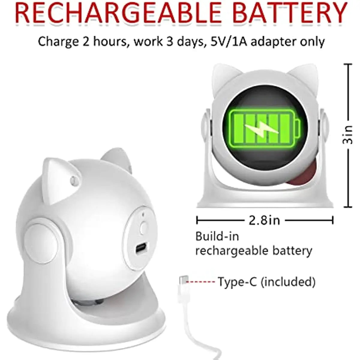 Pet Rechargeable Motion Activated Cat Laser Toy